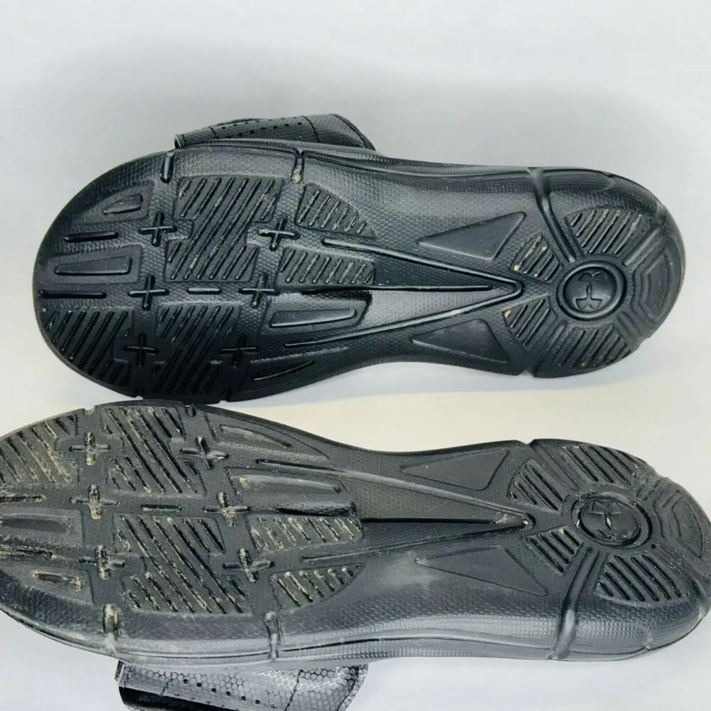 Under Armour 4D Foam Slide Sandals Black Youth Unisex Sz 1Y Adjustable Hook Loop